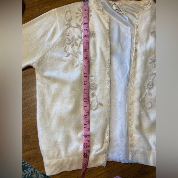 AUTHENTIC VINTAGE FULLY FASHIONED BEADED CARDIGAN PINUP ROCKABILLY SWEATER - Picture 8 of 15